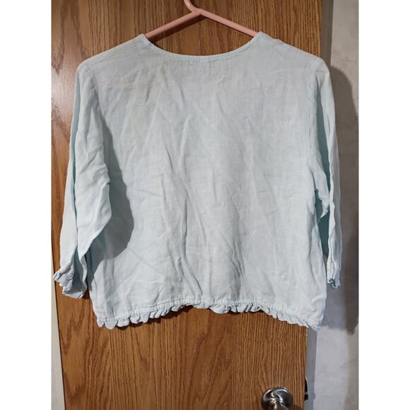 Vntg 90s Linen Pajama Set XS Subtle Tones USA Minimalist Loungewear Cottagecore - Picture 9 of 14